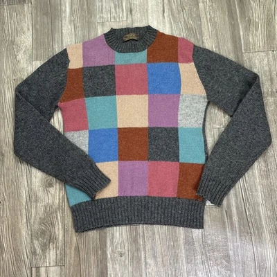 Vintage Thane 100% 2 Ply Shetland Wool Sweater Colorblock Raglan Size L - Image 1 of 4