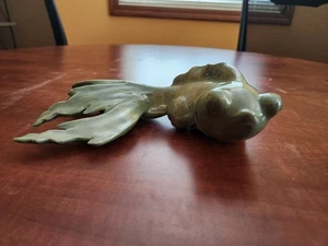 Keramik Goldfisch Koi MCM Dekoration 9" grüne Glasur - Bild 1 von 5