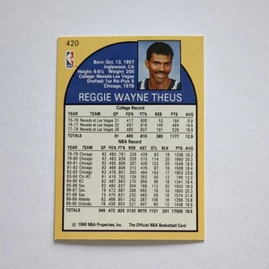 1990-91 NBA Hoops Reggie Theus #420 New Jersey Nets - Picture 1 of 2