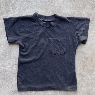 Vintage Kids Blank Faded Black T Shirt 2T-3T Youth Toddler 80s Selvedge Pocket - Image 1 of 4