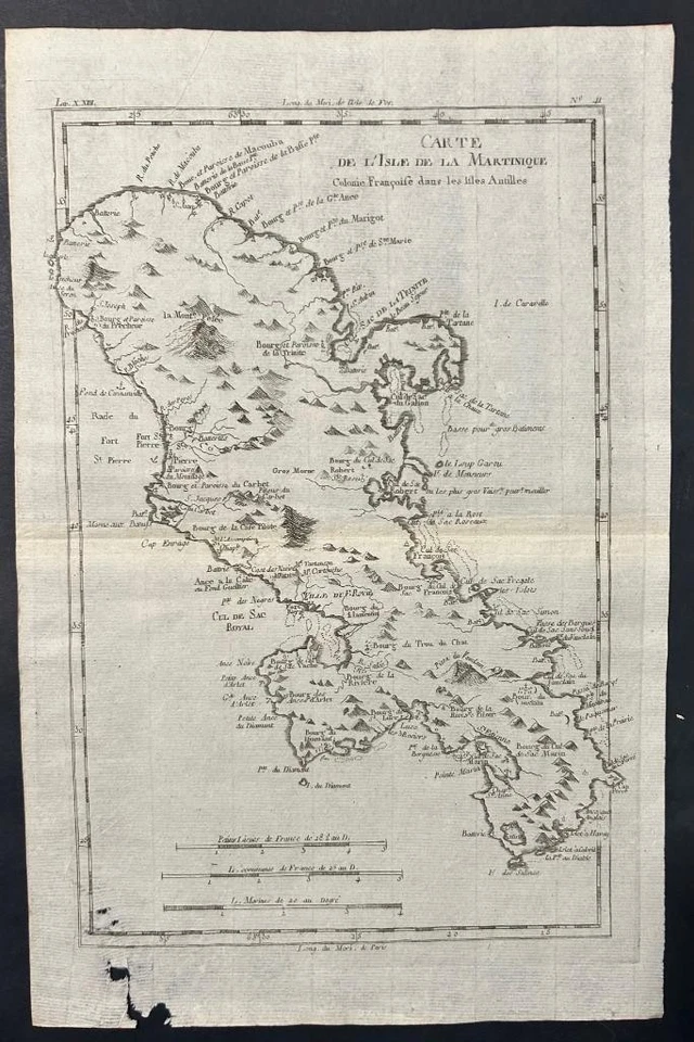 MARTINIQUE WEST INDIES 1780 BONNE & RAYNAL НЕОБЫЧНЫЙ СТАРИННЫЙ МЕДИ ГРАВИРОВАННАЯ КАРТА - Изображение 1 из 1