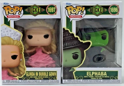 Funko Pop! Movies Wicked Elphaba #1696 Glinda in Bubble Gown #1697 Set of 2 - Image 1 of 4