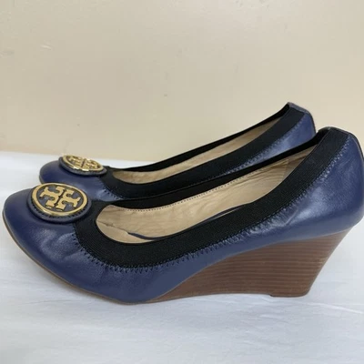 Tory Burch Caroline wedge shoes size 11 M Color Blue - Image 1 of 4