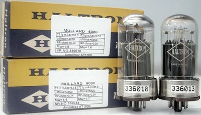MULLARD 6080 Hecho en EE. UU. Amplitrex AT1000 Probado Cantidad 1 Par Emparejado #336010-13 Foto 1 de 4
