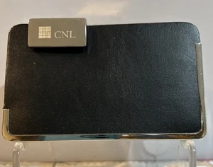CNL Black Faux Leather Card Case With Silver Tone Hinged Metal Clasp CNL Logo - Bild 1 von 8