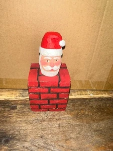 Hand Carved Santa With Chimney  - Picture 1 of 7