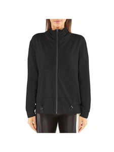 KORAL Womens Black Mesh Pocketed Long Sleeve Collared Zip Up Jacket M - Picture 1 of 9
