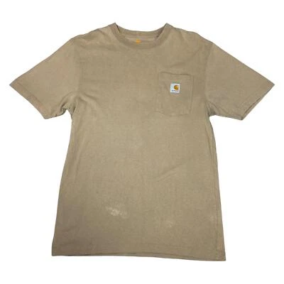 Y2k Beige Carhartt Pocket Tee Short Sleeve T-Shirt Medium - Image 1 of 4