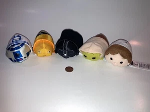 Disney Mini Tsum Tsum Star Wars Plush Lot (5) Yoda C-3PO R2D2 Han Solo Vader - Picture 1 of 2