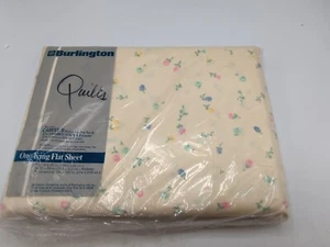 Vintage NOS Burlington King Flat Sheet Floral 78" x 80" NEW Small Floral Print - Picture 1 of 3