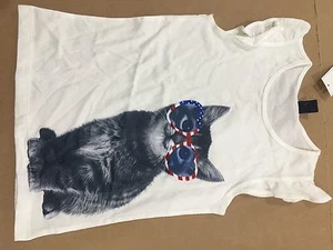 Gap New size 4 top shirt cat kitty 4th of July patriotic USA flag sunglasses sun - Picture 1 of 1