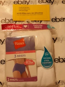 Hanes Wicking Cotton size 9 ,3 pack Briefs/panties Size 2XL/9 TAGLESS white - Picture 1 of 4
