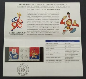 1994 Malaysia Commonwealth Games Sports Mascot Flag Map Stamps Presentation Pack - Picture 1 of 4