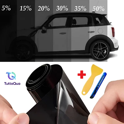Pellicola Oscurante Vetri Auto Black Shade 5/15/25/35/50/70% 50x300 50x600cm Kit - Immagine 1 di 4