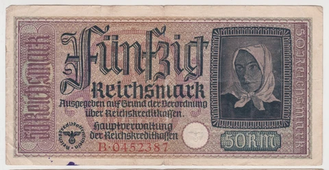 WW2 German Nazi Era Germany Reichsmark Banknote 50 Mark (ND) 1940-1945 Cover