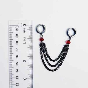 Tige chaîne noir de lèvres non perçante cristaux rouges Bijoux érotiques intimes - Imagen 1 de 4