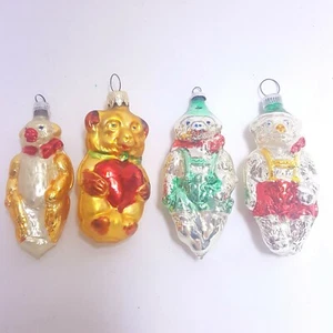 Vintage *Bears* Mercury Glass Christmas Ornaments West Germany Figural 4  - Picture 1 of 8