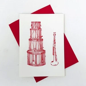 New D'Arconte NYC Christmas New Year Drums & Bugle Hand Engraved Card w Envelope - Picture 1 of 8