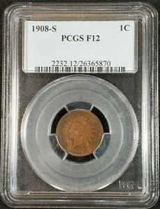 1908-S Indian Head Cent PCGS F12 2232.12/26365870 Exquisite Coin Rare - Picture 1 of 11