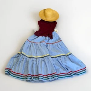 Vintage 90s Denim Look Peasant Skirt Sz 14 Country Suburban Boho Cottage - Picture 1 of 6