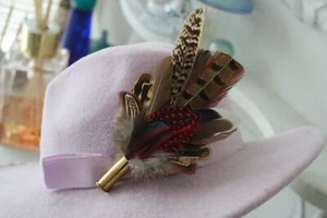 feather and bullet brooch, hat pin, lapel pin, wedding buttonhole. - Picture 1 of 3