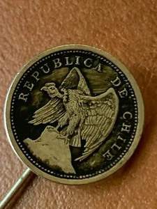 Moneda de plata 1910 CHILE 10 CENTAVOS - Pin palo moneda original añadido - Imagen 1 de 8