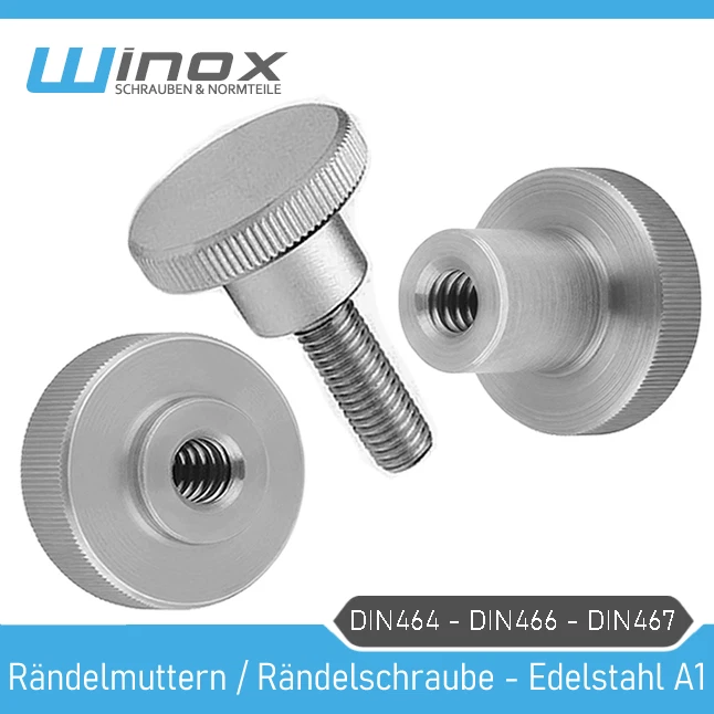 DIN466 DIN467 Rändelmutter DIN464 Rändelschraube Edelstahl A1 M3 M4 M5 M6 M8 M10 - Bild 1 von 1