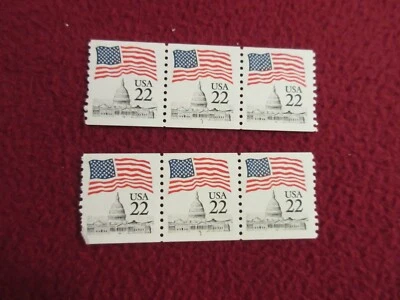 (2) US Scott #2115, Plate #1 Coil 1985 Flag over Capitol 22c VF MNH - Image 1 of 2