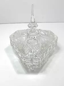 Vintage Art Deco Kristallglas Sechseck drei Fuß Süßigkeiten Schmuck Schale - Bild 1 von 17