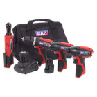 4x 12V Cordless Power Tools Combo Hammer Drill Impact Driver Wrench