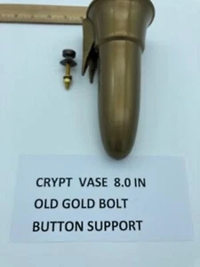 Jarrón Cripta/Mausoleo Flor DORADO - 7,75 PULGADAS Marrón/Bronce con Soporte de Botón de Perno - Imagen 1 de 12