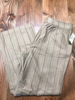 Pantalones Valerie Stevens para mujer talla 14 beige a rayas pantalones tiro alto vintage nuevos con etiquetas Foto 1 de 4