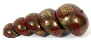 ANTIQUE CHINESE BRASS FIVE-TIER CASCADING TEMPLE BELLS, Qing Dynasty - Picture 1 of 1