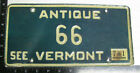 1971 71 VERMONT VT ANTIQUE CAR VEHICLE LICENSE PLATE TAG #66 NICE TAG