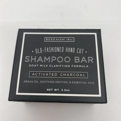 Beekman 1802 Shampoo Bar Hand Cut Activated Charcoal Argan Oil Menthol FREE SHIP - Image 1 of 3