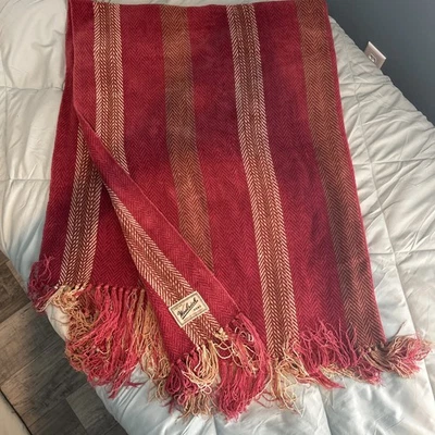 Woolrich Home Plaid Soft Chenille Throw Burgundy 50x63” Tassel (set Of 2) - Image 1 of 3