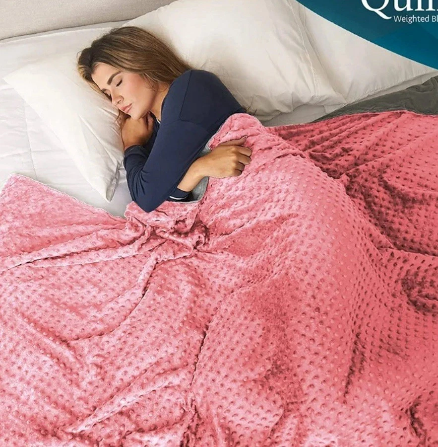 Quility Weighted Blanket for Adults (15 LB 86 x 92, King Size) Pink - Grey - Image 1 of 4