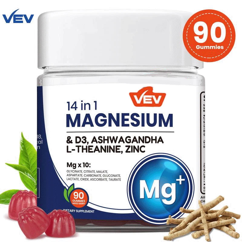 Gomitas de magnesio VEV 14 en 1 - 90 unidades con ashwagandha, D3, L-teanina, zinc Foto 1 de 4