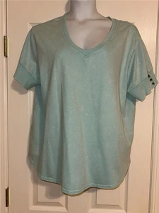 Jane & Delancey Sublimation blau V-Ausschnitt lockere Passform Shirt 2X Neu mit Etikett - Bild 1 von 6