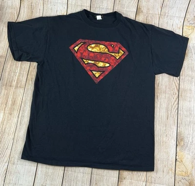 Vintage Superman DC Comics Skull Logo Black T Shirt Size Large Made In USA - Image 1 of 4