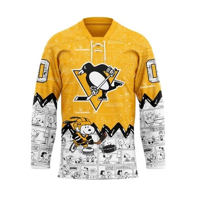 UNBRAND Personalized Pittsburgh Penguins Special Peanuts Lace Hockey Shirt Design