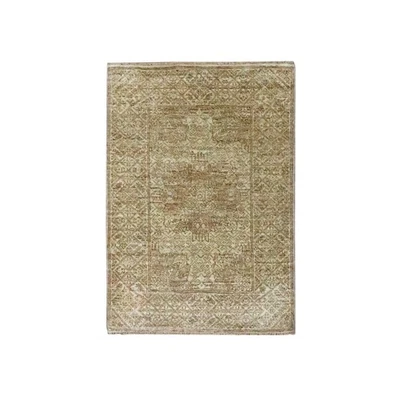2'x3' Brown Intricate Geometric Design Wool and Silk Hand Knotted Mat Rug R76677 - Image 1 of 4