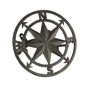Bronze Finish Cast Iron Nautical Compass Rose Decorative Wall Mounted Garden ... - Bild 1 von 6