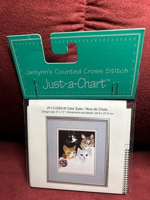 JUST-A-CHART Paper graph only CATS' EYES Janlynn's Counted Cross Stitch NEW - Image 1 of 3