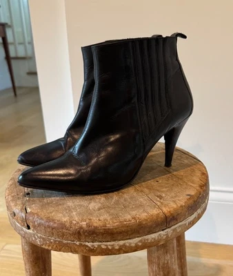 Ankle Bootie Black Leather by Won Hundred (Danish) 41/US 10.5-11 Going Out - Image 1 of 4