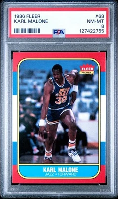 1986-87 Fleer - Karl Malone #68 RC PSA 8 CENTERED - Image 1 of 2