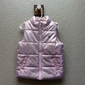 Calvin Klein Vest 4T Full Zip Sleeveless Shimmer Pink Girls - Picture 1 of 11
