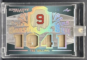 Leaf Seasons In The Sun 2020 Ted Williams juego usado reliquia de murciélago 1/1 Medias Rojas Salón de la fama - Imagen 1 de 2