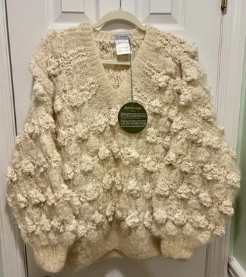 Suéter Top Tejido Lana de Cordero Cuello en V Bernat Klein Palomitas Crema Años 90 De Colección Foto 1 de 4