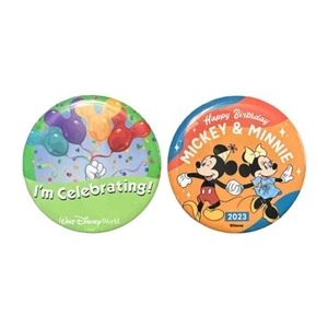 2 Disney World I'm Celebrating Happy Birthday Mickey & Minnie 2023 Button/Pin - Bild 1 von 5